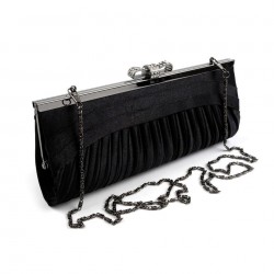 Sac pochette satin noir et strass