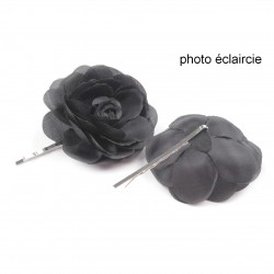 2 fleurs en tissu sur pince cheveux - noir