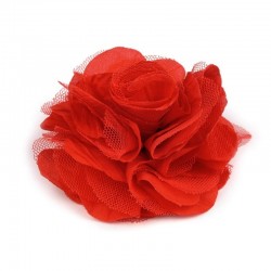 Grosse fleur cheveux ou broche rouge