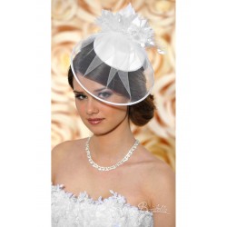 Petit chapeau mariée tulle fleur plumes