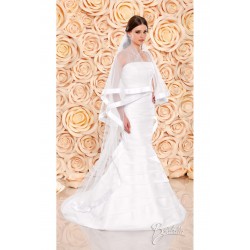 Voile mariage double couche bordure large satin