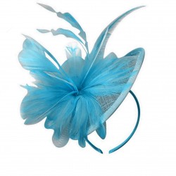 Chapeau mariage Chapeau de mariage en sisal et plumes turquoise