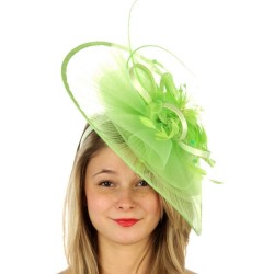 Chapeau mariage Grand chapeau de cérémonie plissé vert anis