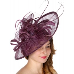 Chapeau mariage Grand chapeau de cérémonie violet mauve