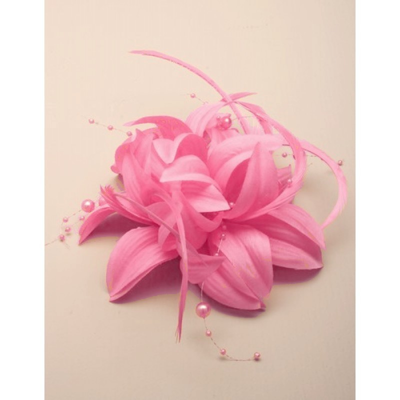 Chapeau mariage Accessoire cheveux fleur rose et perles