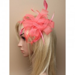 Chapeau mariage Accessoire de coiffure plume tulle corail