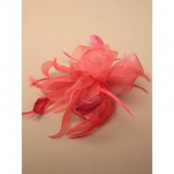 Chapeau mariage Accessoire de coiffure plume tulle corail