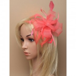 Chapeau mariage Accessoire de coiffure plume tulle corail