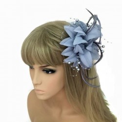 Chapeau mariage Accessoire cheveux fleur gris perles