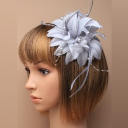 Chapeau mariage Accessoire cheveux fleur gris perles