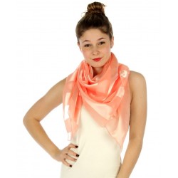 Foulard Etole en satin rayé pêche abricot