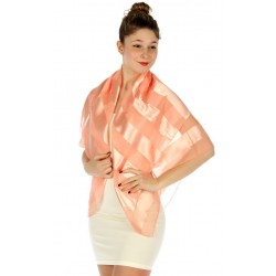 Foulard Etole en satin rayé pêche abricot