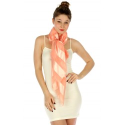 Foulard Etole en satin rayé pêche abricot