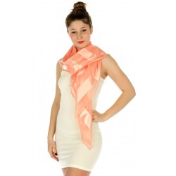 Foulard Etole en satin rayé pêche abricot