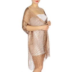 Foulard Etole maille filet caramel et lurex argent