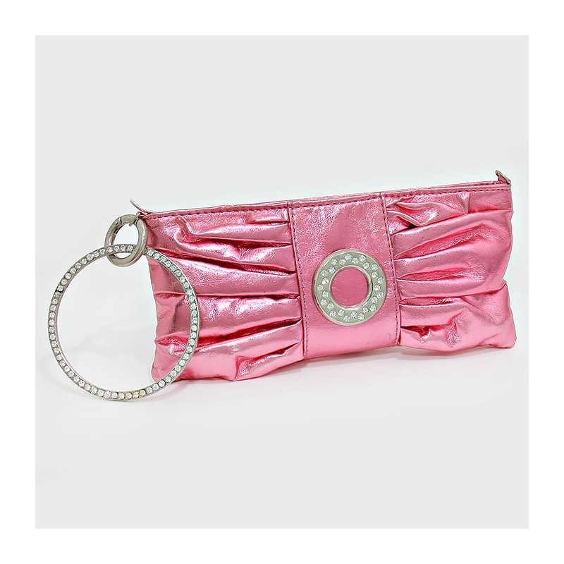 Sac pochette métallisé rose cristaux Sac pochette métallisé rose cristaux