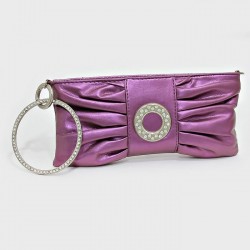 Sac pochette métallisé violet cristaux