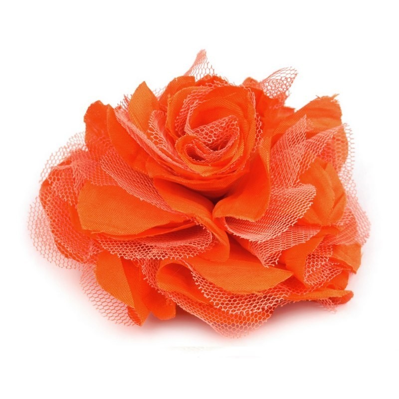 Grosse fleur cheveux ou broche orange