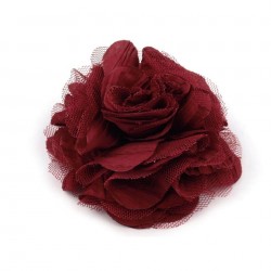 Grosse fleur cheveux ou broche bordeaux