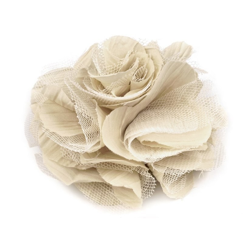 Bandeau pour cheveux souple beige avec fleurs – Bizou