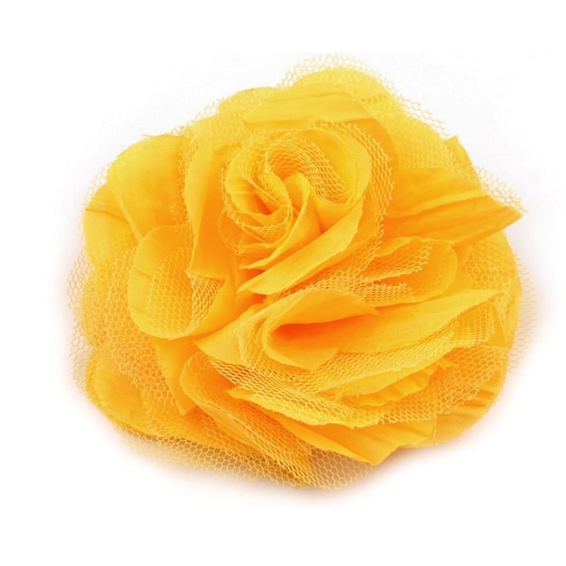 Grosse fleur cheveux ou broche jaune