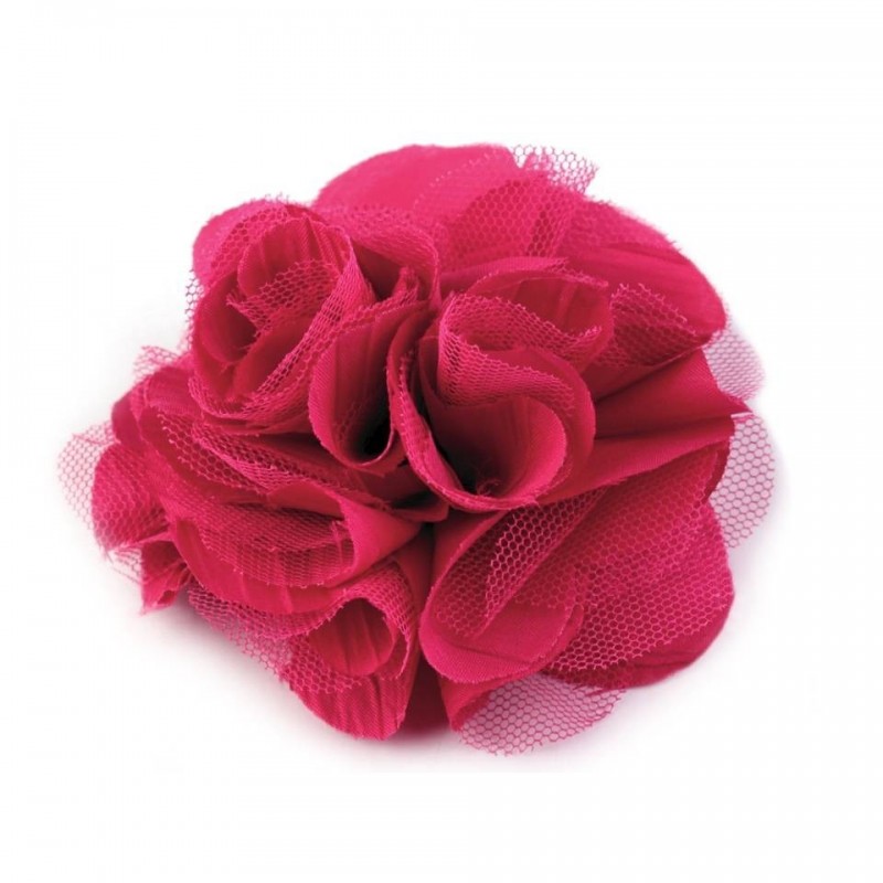 Grosse fleur cheveux ou broche rose fushia