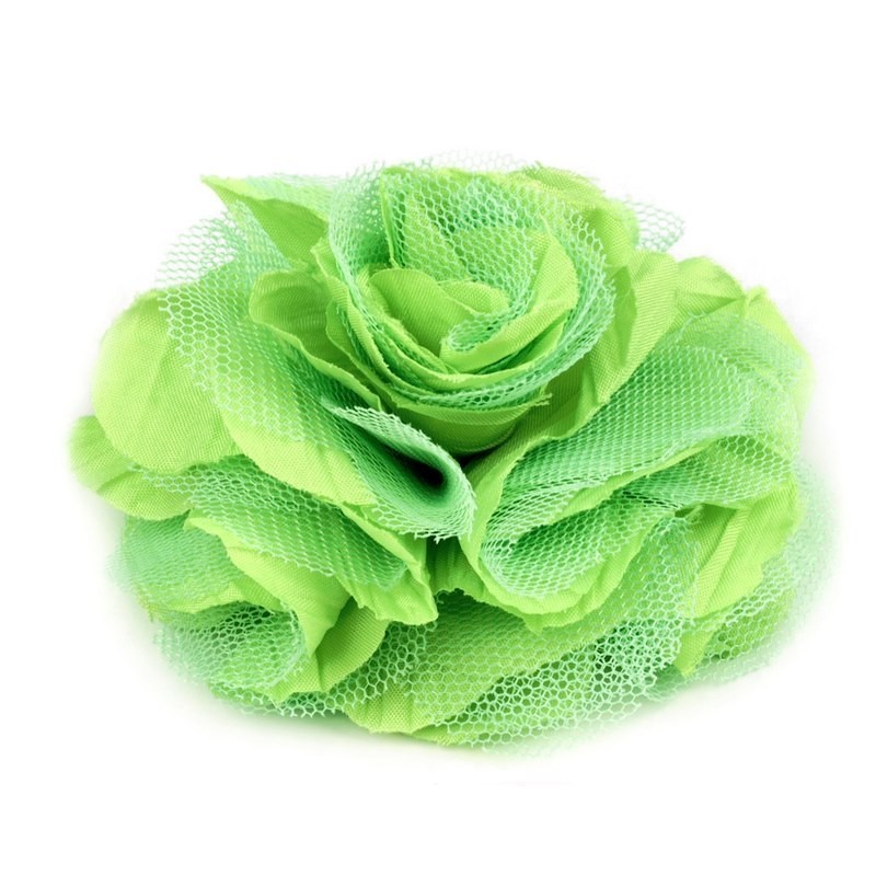 Grosse fleur cheveux ou broche vert anis