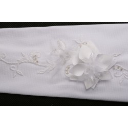 Gants mariage satin fleurs appliquées