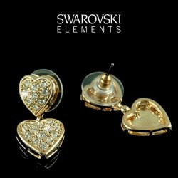 Boucles d oreilles or coeur cristal Swarovski