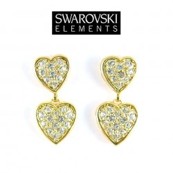 Boucles d oreilles or coeur cristal Swarovski
