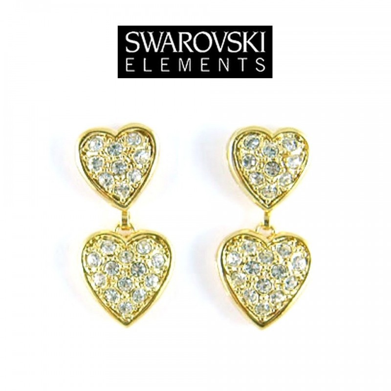 Boucles d oreilles or coeur cristal Swarovski