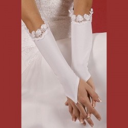 Gants mariage satin fleurs organza