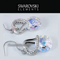 Boucles d oreilles coeur cristal Swarovski reflets AB