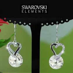 Boucles d oreilles coeur cristal Swarovski reflets AB