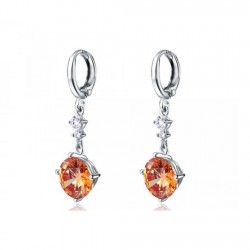 Boucles d oreilles zirconia saphir orange