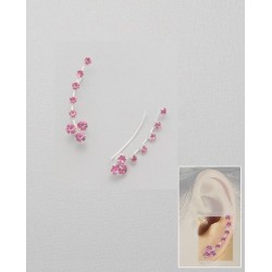 Boucles d oreilles rose et cristal