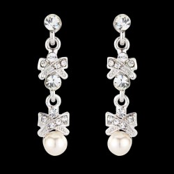 Boucles d'oreilles longues cristal et perles