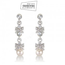 Boucles d'oreilles longues cristal et perles