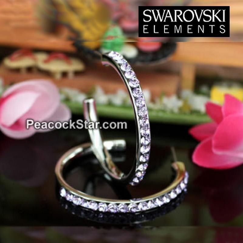 Boucles d oreilles creoles Swarovski violet Boucles d oreilles creoles Swarovski violet