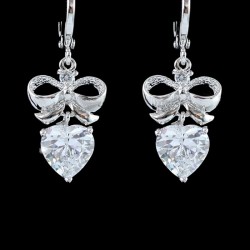 Boucles d oreilles mariee noeud et coeur cristal