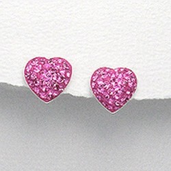 Boucles d oreilles coeur cristal rose