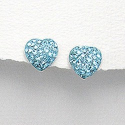 Boucles d oreilles coeur cristal turquoise