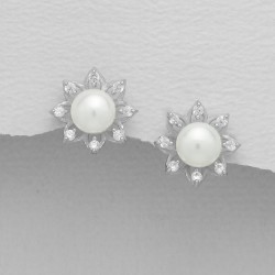 Boucles d oreilles fleurs perles cristal