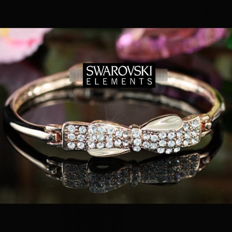 Bracelet or rose noeud cristal Swarovski
