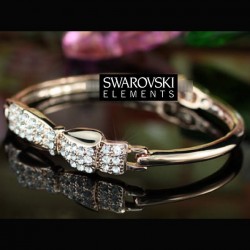 Bracelet or rose noeud cristal Swarovski