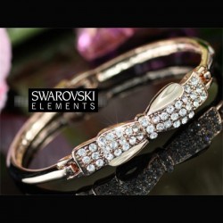Bracelet or rose noeud cristal Swarovski