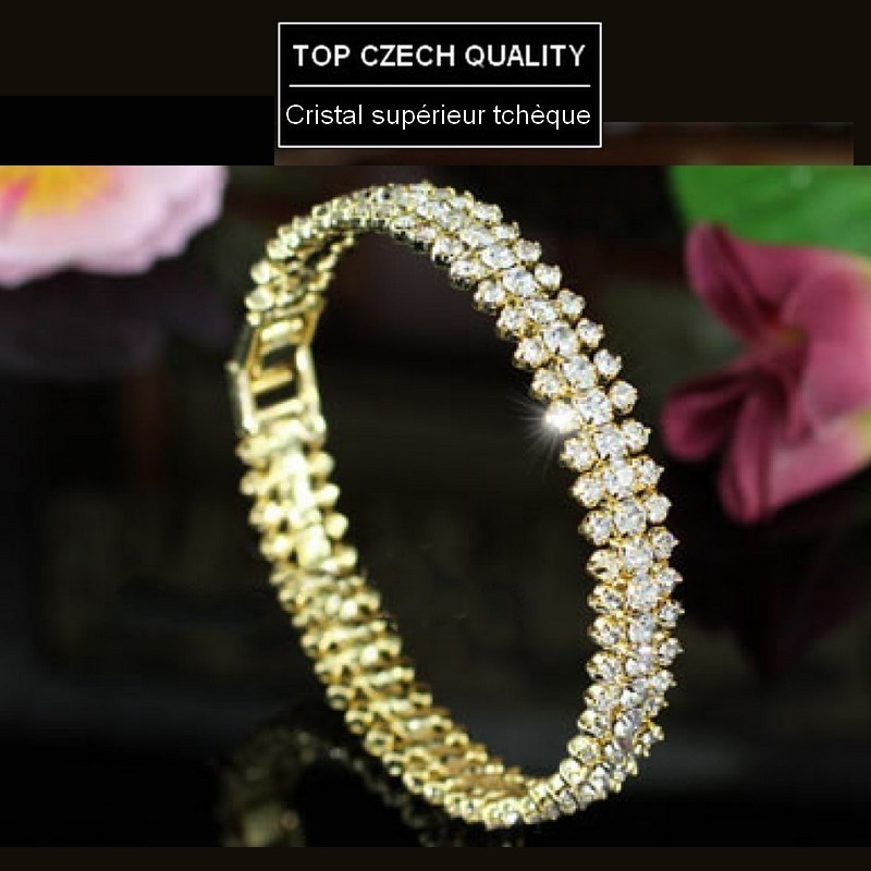 Bracelet de mariage or et strass Bracelet de mariage or et strass