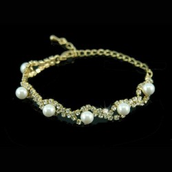Bracelet fleurs et perles sur monture or