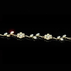 Bracelet fleurs strass sur monture or