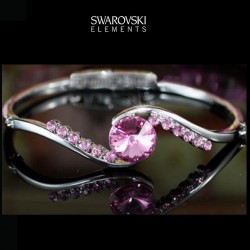 Bracelet en cristal Swarovski rose fuschia